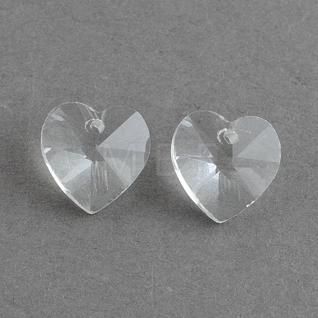 Transparent Glass Heart Pendants X-EGLA-R082-07-1