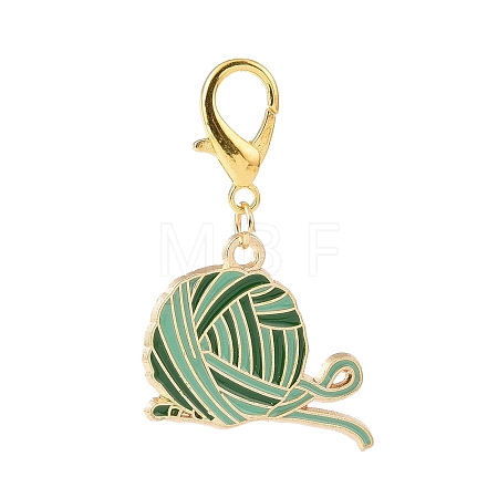 Yarn Ball Alloy Enamel Pendants Decorations HJEW-JM00829-1