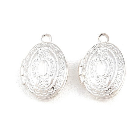 Oval Brass Locket Pendants KK-K414-12F-S-1