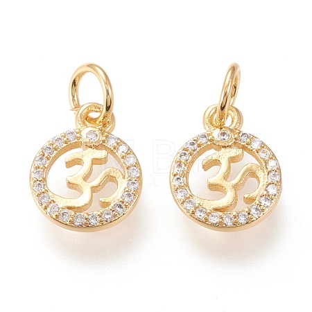 Brass Micro Pave Clear Cubic Zirconia Charms ZIRC-I044-47G-1