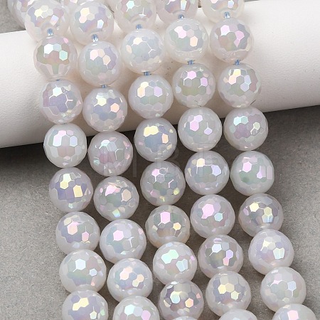 Electroplated Natural Agate Beads Strands G-B191-A07-10mm-01-1