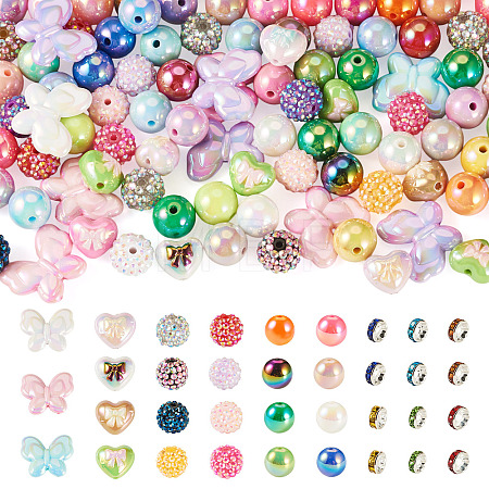 140Pcs 5 Styles UV Plating Opaque Acrylic Beads DIY-TA0015-59-1