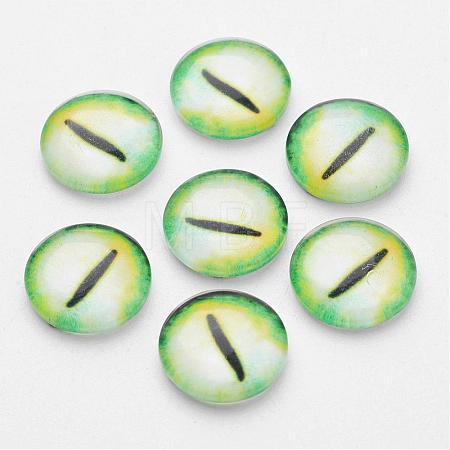 Half Round/Dome Dragon Eye Printed Glass Cabochons GGLA-A002-12mm-AB08-1