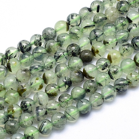 Natural Prehnite Beads Strands G-K224-03-6mm-1