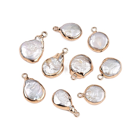 Electroplated Natural Keshi Pearl Teardrop Pendants PEAR-S018-02K-01-1