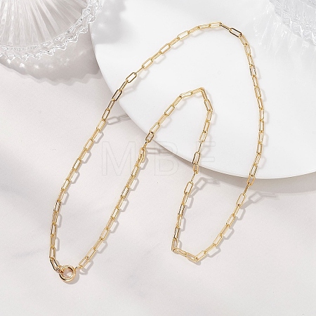 3MM Brass Paperclip Chain Necklaces with Spring Ring Clasps NJEW-JN05949-1