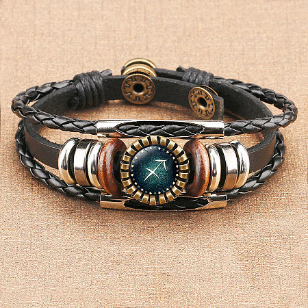 12 Constellations PU Leather Multi-strand Bracelets WGFD09F-09-1