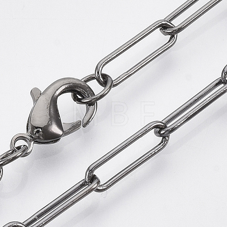Brass Round Oval Paperclip Chain Necklace Making MAK-S072-04A-B-1