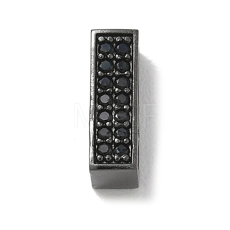 Brass Micro Pave Black Cubic Zirconia Slide Charms KK-A300-12B-1