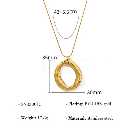 304 Stainless Steel Pendant Round Snake Chain Necklaces for Women WG6E1C5-01-1