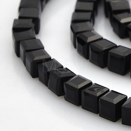 Faceted Cube Glass Beads Strands GLAA-A031-4mm-02-1
