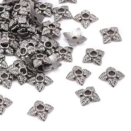 Tibetan Style Alloy Bead Caps TIBEB-Q018-B-FF-1