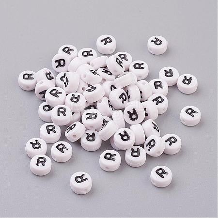 Acrylic Horizontal Hole Letter Beads X-PL37C9070-R-1