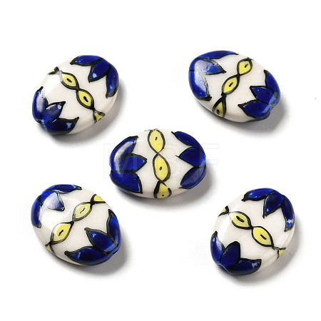 Handmade Printed Porcelain Beads PORC-F005-01F-1