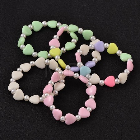 Opaque Acrylic Beaded Stretch Kids Bracelets BJEW-JB02070-1