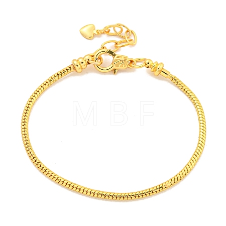 3MM Brass European Style Round Snake Chain Bracelets for Jewelry Making BJEW-G703-04G-1