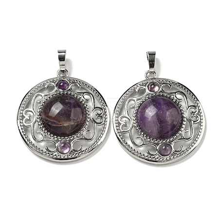Natural Amethyst Pendants G-Q158-03F-1