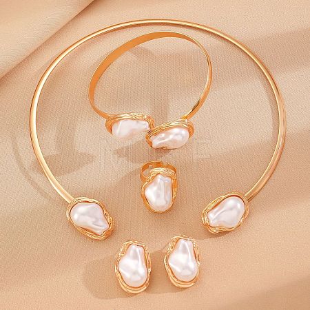 Oval Alloy & Plastic Pearl Jewelry Sets WGB491C-13-1