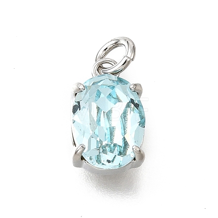 Brass Glass Charms KK-V011-33P-1
