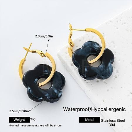 304 Stainless Steel Resin Hoop Dangle Earrings for Women QH5612-1-1