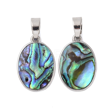 Rack Plating Natural Paua Shell Pendants KK-E059-18P-02-1