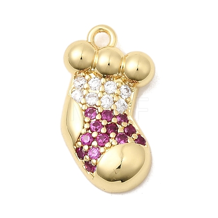 Christmas Brass Micro Pave Cubic Zirconia Pendants KK-L258-04G-F02-1
