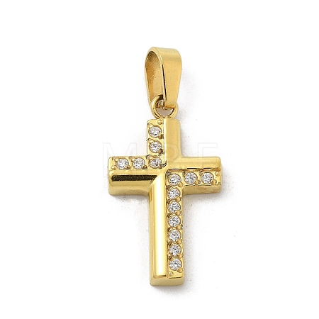 Ion Plating(IP) 304 Stainless Steel Micro Pave Cubic Zirconia Pendants STAS-Z107-08G-06-1