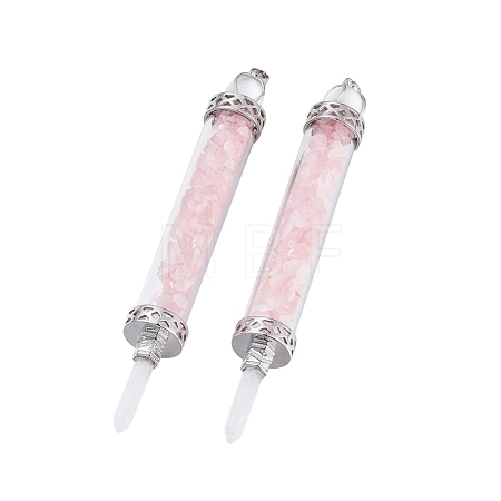 Natural Rose Quartz Big Pointed Pendants G-F650-C07-1