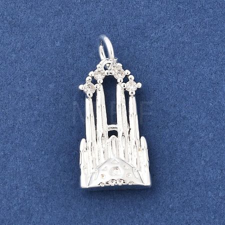 Brass Micro Pave Clear Cubic Zirconia Pendants KK-Z147-15S-1