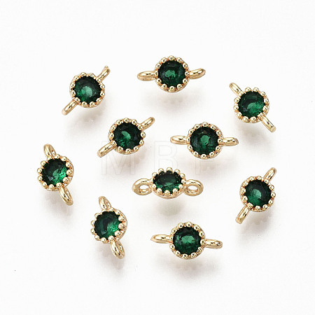 Brass Micro Pave Green Cubic Zirconia Links Connectors KK-T063-58G-NF-1