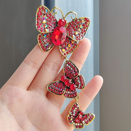 Rhinestone Triple Butterfly Brooch Pins PW-WG311BA-05-1