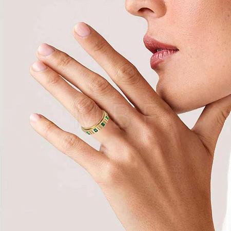 304 Stainless Steel Micro Pave Cubic Zirconia Rotating Finger Rings WGCDCC2-01-1