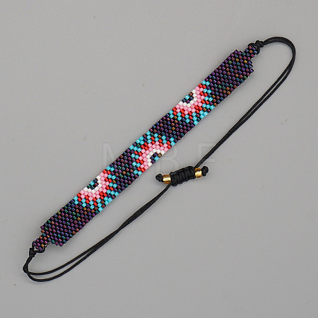 Bohemian Glass Seed Beaded Adjustable Bracelets UQ0429-4-1