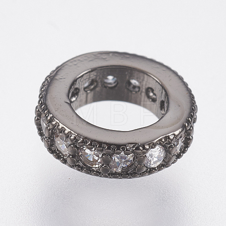 Brass Micro Pave Cubic Zirconia Rondelle Wheel European Beads LS-ZIRC-F083-094B-RS-1