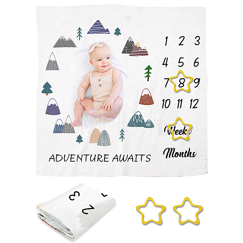 Polyester Baby Monthly Milestone Blanket for Boy and Girl AJEW-WH0408-001-1
