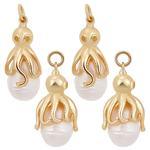 4Pcs Shell Pearl Pendants KK-BBC0004-77-1