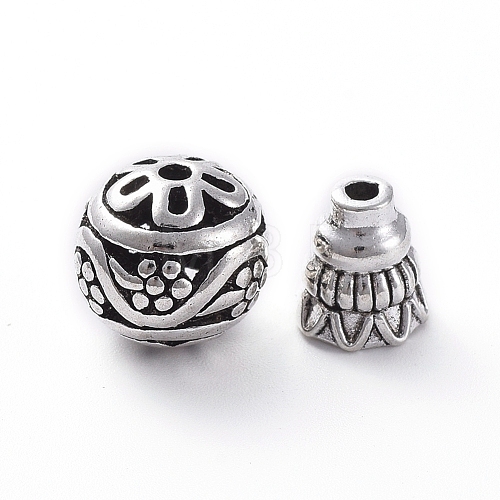 Tibetan Style Alloy 3-Hole Guru Bead Sets PALLOY-TAC0009-36AS-1