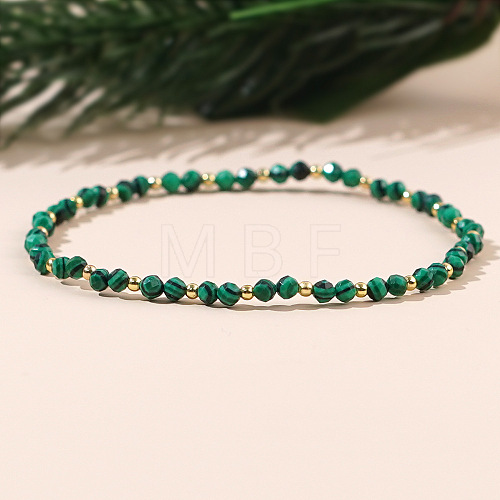 Natural Malachite Beads Stretch Bracelets for Women Men AK7543-1-1