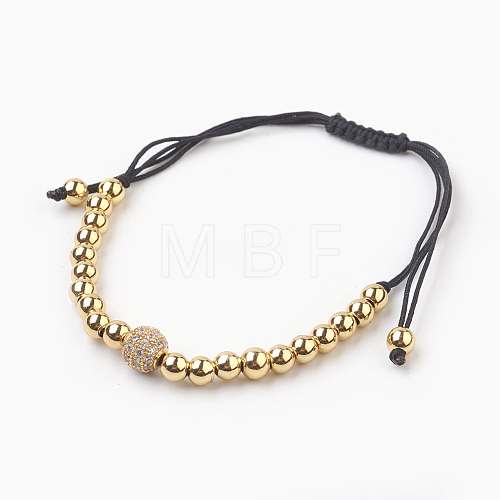 Brass Braided Bead Bracelets BJEW-JB03835-02-1