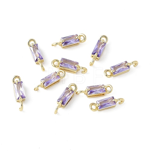 Brass Pave Cubic Zirconia Connector Charms KK-F892-53G-11-1