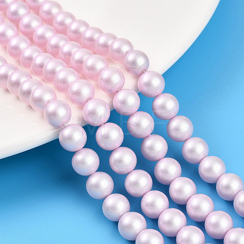 Baking Painted Pearlized Glass Pearl Bead Strands HY-N002-8mm-C03-1