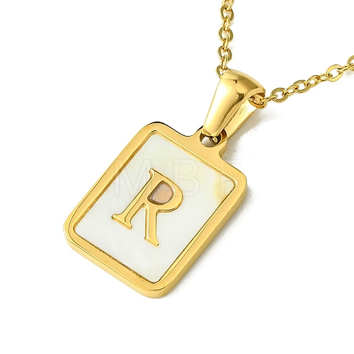 Ion Plating(IP) Rectangle with Initial Letter 304 Stainless Steel Pendant Necklace NJEW-R265-04G-R-1