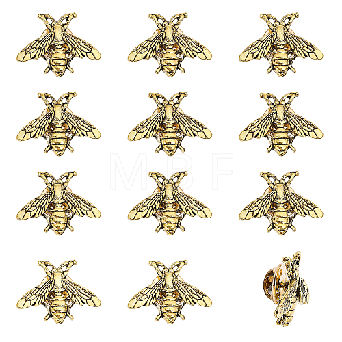 12Pcs Alloy Bees Lapel Pin JEWB-CA0001-36AS-1