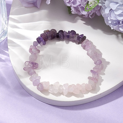 Natural AmethystChips Beaded Stretch Bracelets for Women BJEW-TA00557-01-1