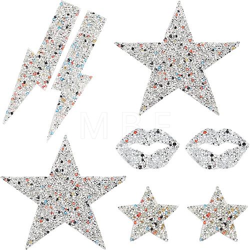 Fingerinspire 8Pcs 5 Style Glitter Hotfix Rhinestone DIY-FG0002-34-1