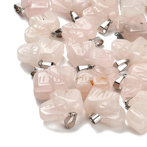 Natural Rose Quartz Pendants G-B127-05P-03-1