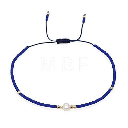 Glass Imitation Pearl & Seed Braided Bead Bracelets WO2637-18-1