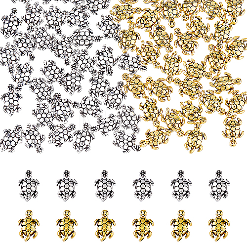 DICOSMETIC 100Pcs 2 Colors Tibetan Style Alloy Beads FIND-DC0005-17-1