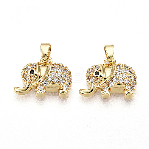 Brass Micro Pave Cubic Zirconia Pendants KK-T070-64G-1