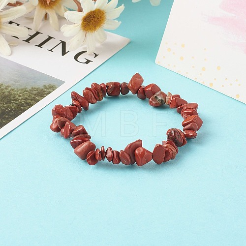 Natural Red Jasper Chip Beads Stretch Bracelets for Children BJEW-JB06388-09-1